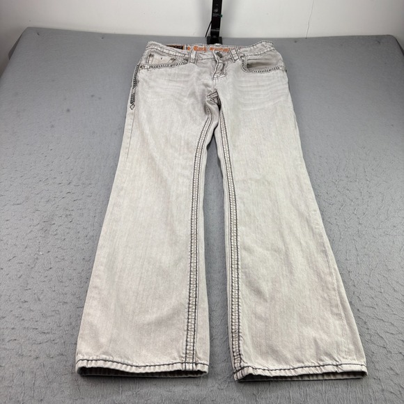 Rock Revival Jeans Mens 32x31 Gray Rocky Bootcut Embroidered Denim - Picture 1 of 14